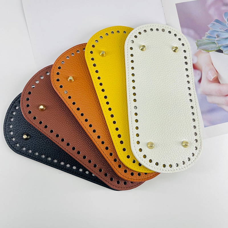 Ailigap Đinh Tán PU Màu Trơn Hình Oval Đế Dệt Tay Đế Túi Xách / Đáy Hạt Cườm Bền