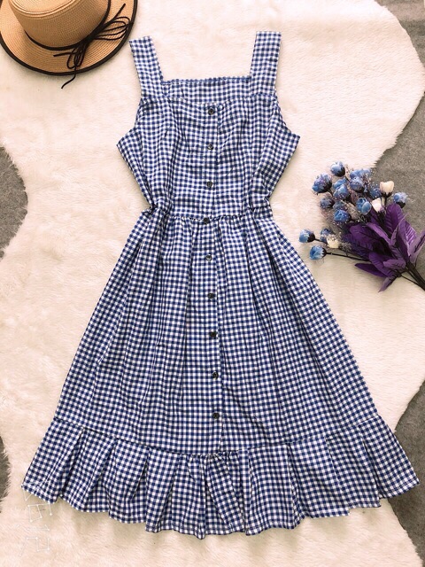 Đầm caro 2 dây đuôi cá | BigBuy360 - bigbuy360.vn