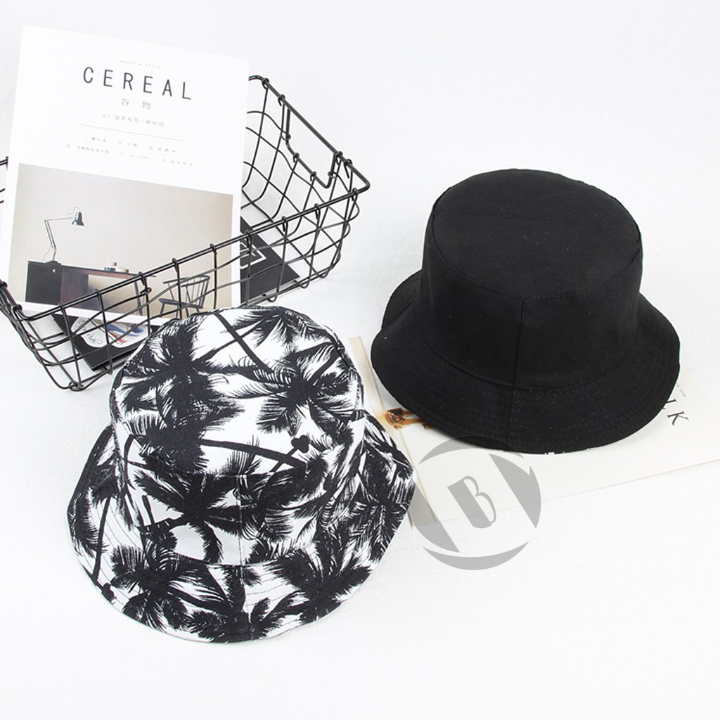 Mũ, Nón Bucket Vành Cụp Họa Tiết Và Một Màu, 2 Mặt Trong 1 Phong Cách, Thời Trang Ulzzang Unisex, HATS21BAS02