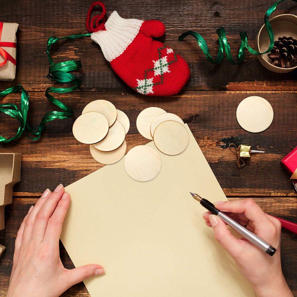 Bộ 50 Miếng Gỗ Tự Nhiên Hình Tròn Dùng Làm Đồ Thủ Công DIY