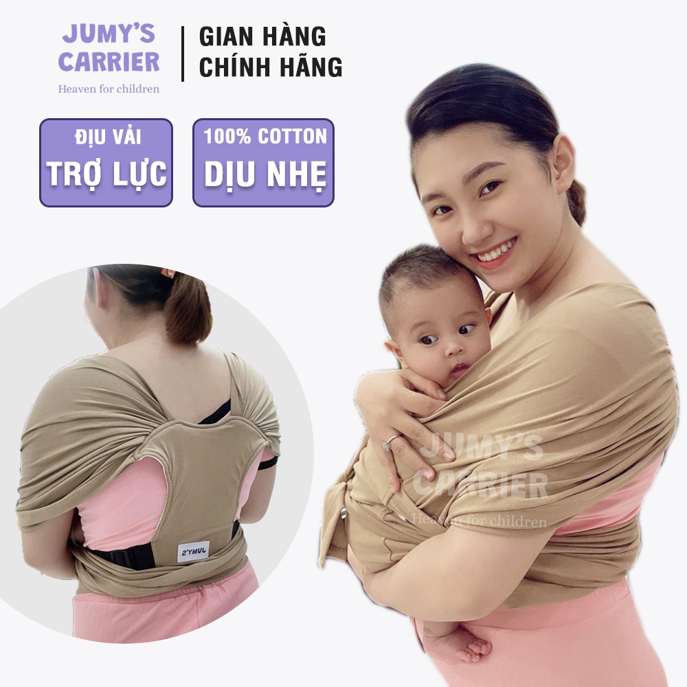 (BIGSIZE) Địu vải Jumy, địu vải bigsize cho ba mẹ >70kg, chất cotton co giãn địu con thoải mái