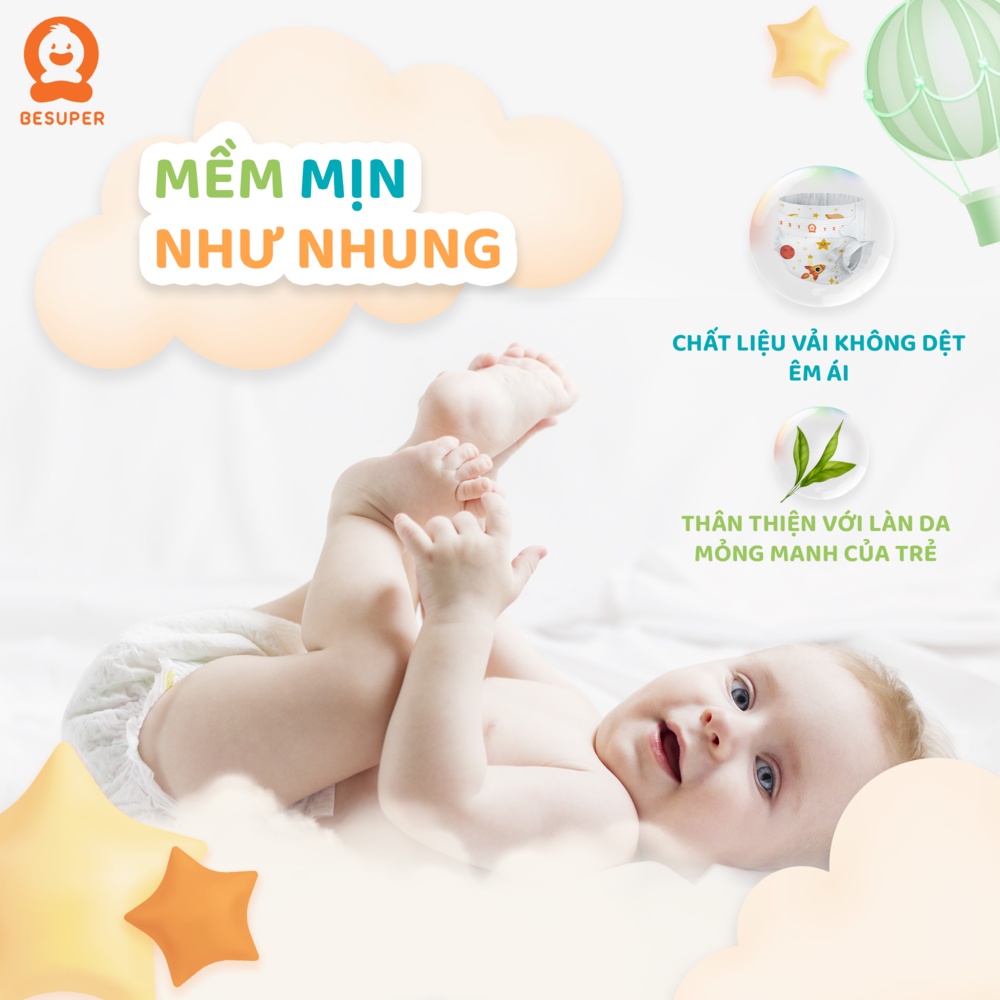 COMBO 2 Tã Quần Organic Besuper - Bỉm Dán Chuẩn Châu Âu Lõi Nén Mỏng Nhẹ - Cho Bé 3 Đến 25kg S-3XL