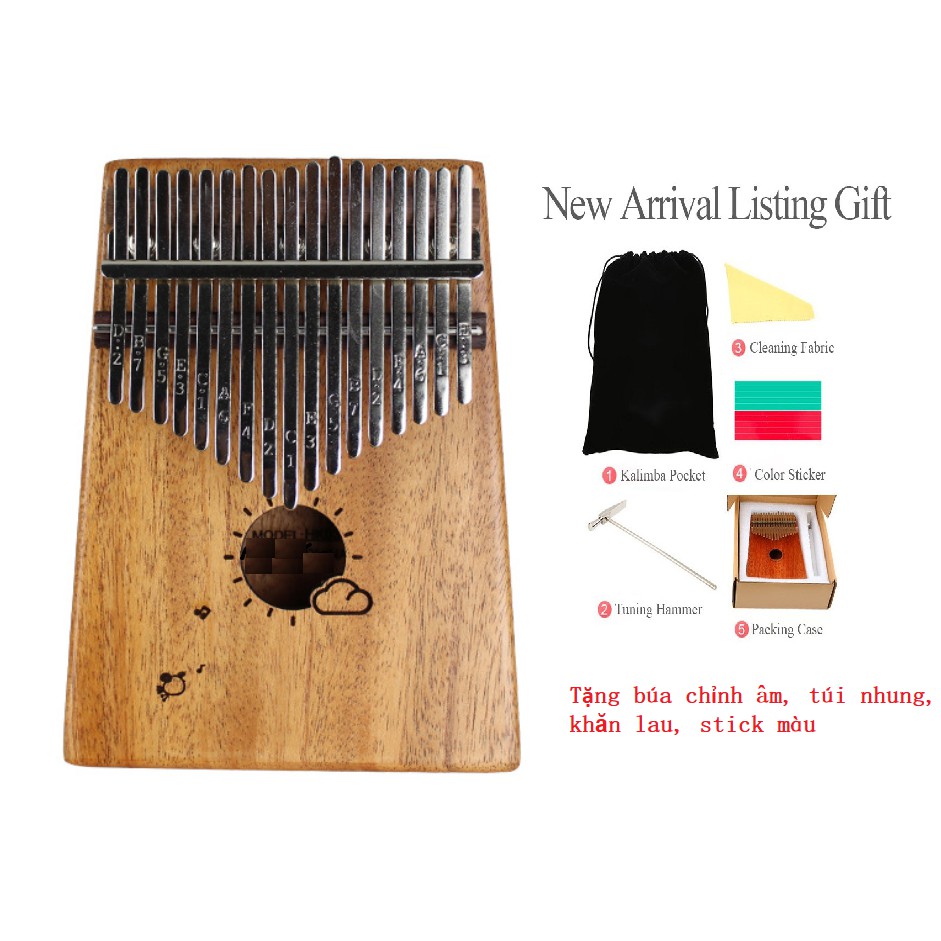 Đàn Kalimba 17 phím bằng gỗ hỗ trợ tập luyện ngón tay IME1195- Mây và chim hót bản HOKE