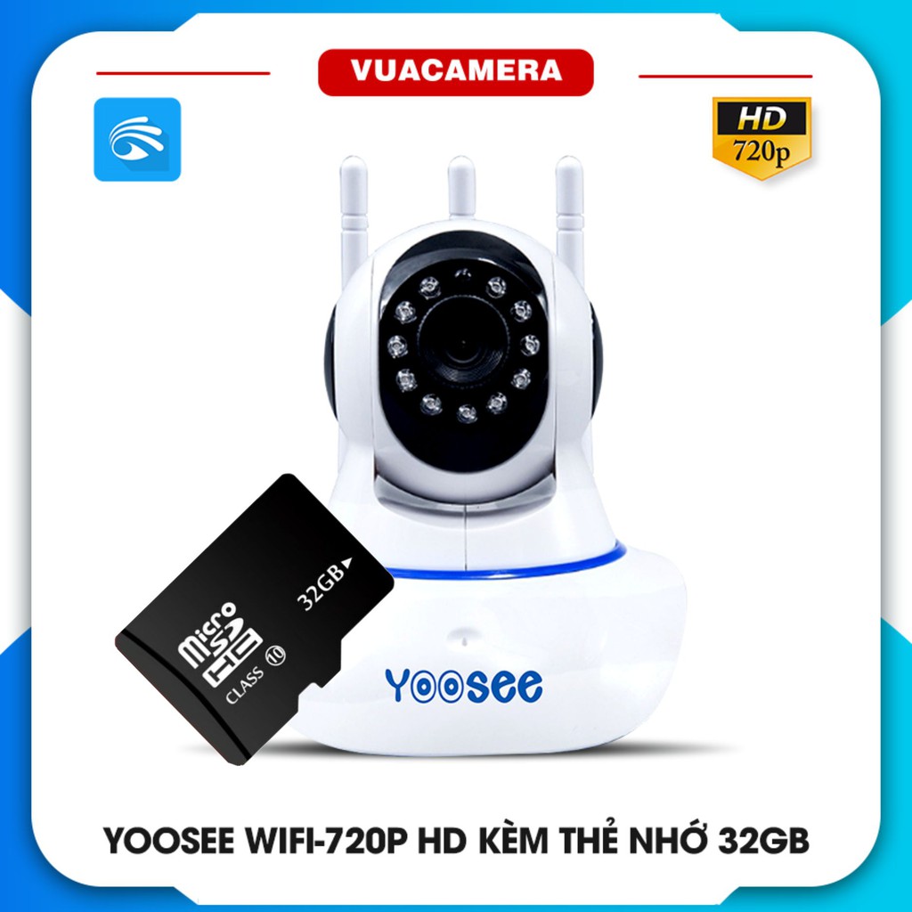 Camera IP YooSee 3 Anten HD720P + Thẻ 32Gb
