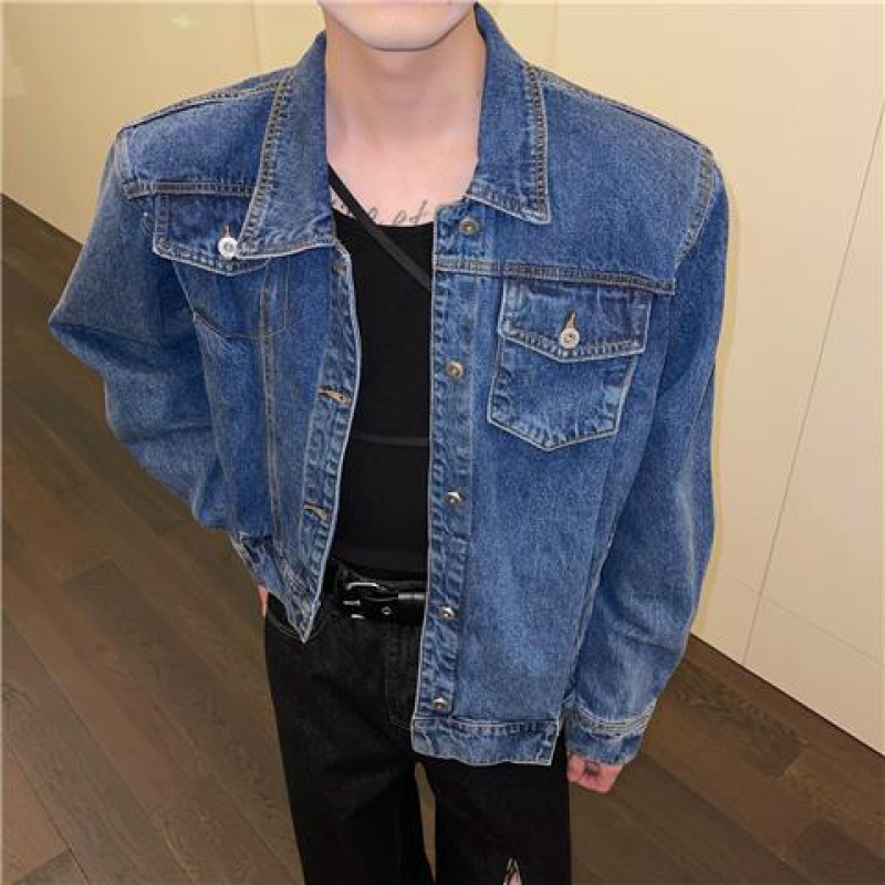 Áo Khoác Denim Dáng Ngắn Phong Cách Hàn Quốc Thời Trang Cao Cấp Cho Nam