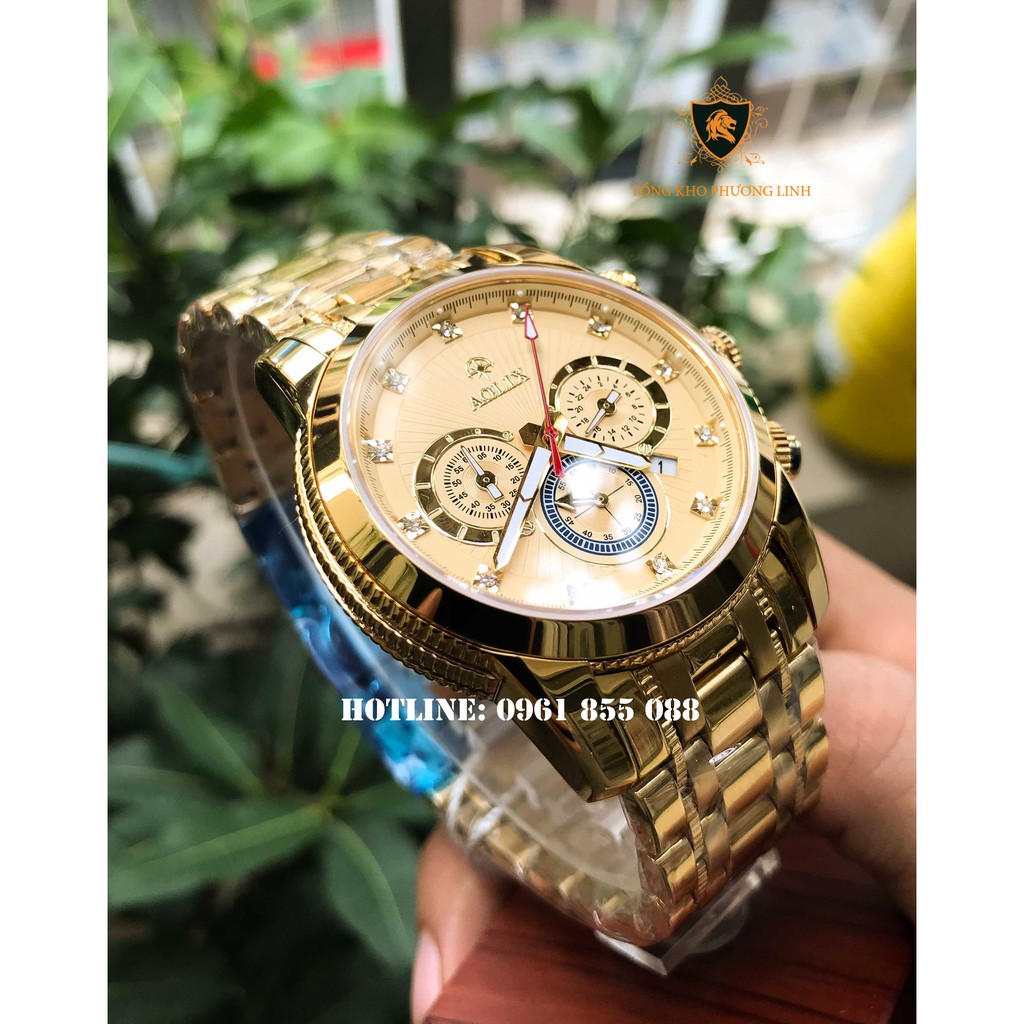Đồng hồ nam AOLIX 7049 kính sapphire chống xước chống nước tốt