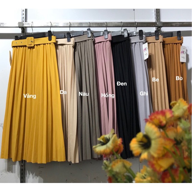 Chân váy dài LYNS chân váy xếp ly midi kèm đai nhiều màu - MS06 | BigBuy360 - bigbuy360.vn