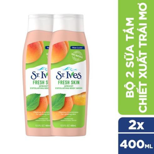 Bộ 2 Sữa tắm St.Ives Chiết Xuất Trái Mơ (400ml x 2)