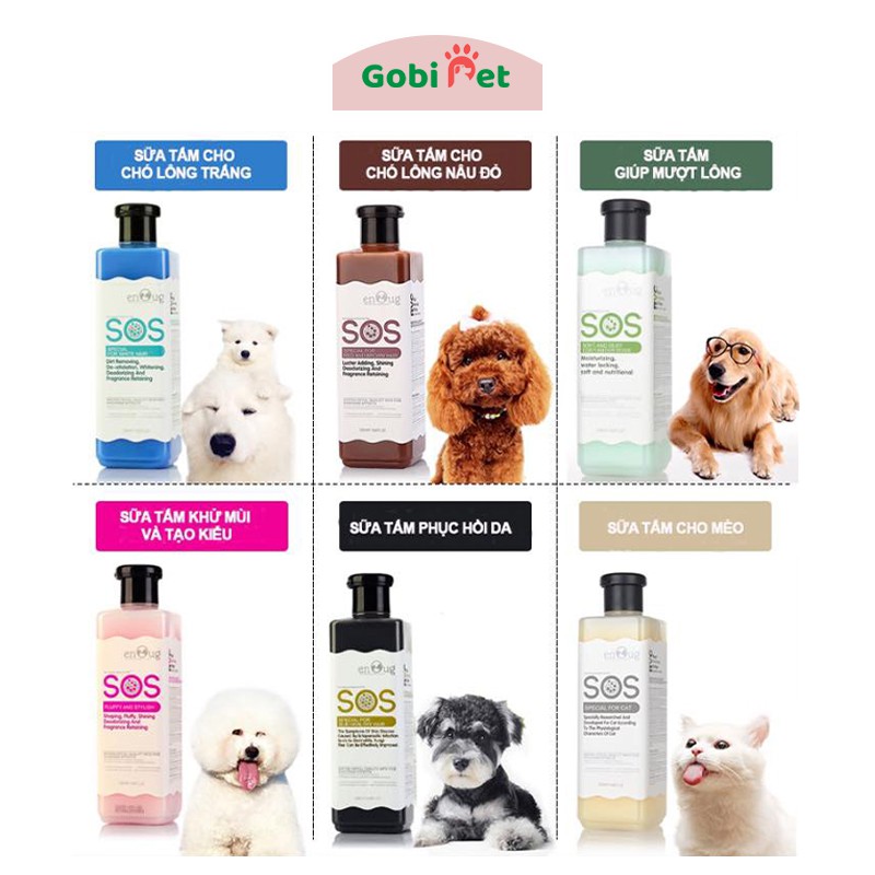 Sữa tắm SOS làm mềm mượt lông cho chó mèo thú cưng chai 530ml - Gobi Pet