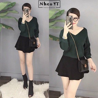 Áo len lệch vai
