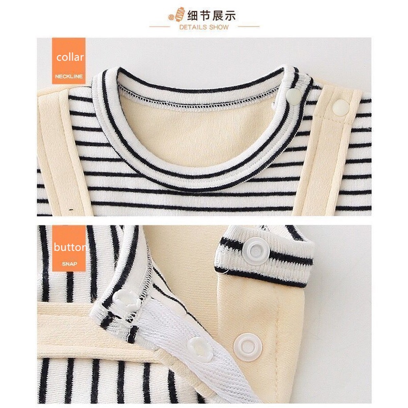 Áo liền quần tay dài vải cotton thời trang đáng yêu dành cho bé sơ sinh