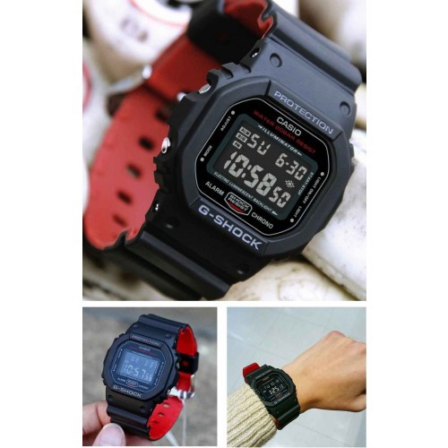 Đồng Hồ Nam Casio G Shock DW-5600HR-1DR chính hãng , Dây Nhựa Hai Màu , chống nước , chống sốc , bảo hành 12 tháng