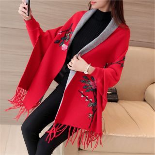 Áo len thêu hoa dạng khăn choàng ALTH99 (HÀNG ORDER 10-15 NGÀY)