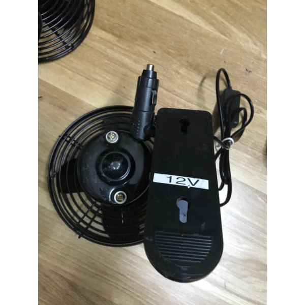Quạt lồng đơn cánh sắt đen có kẹp điện 12V và 24V|Quạt ô tô