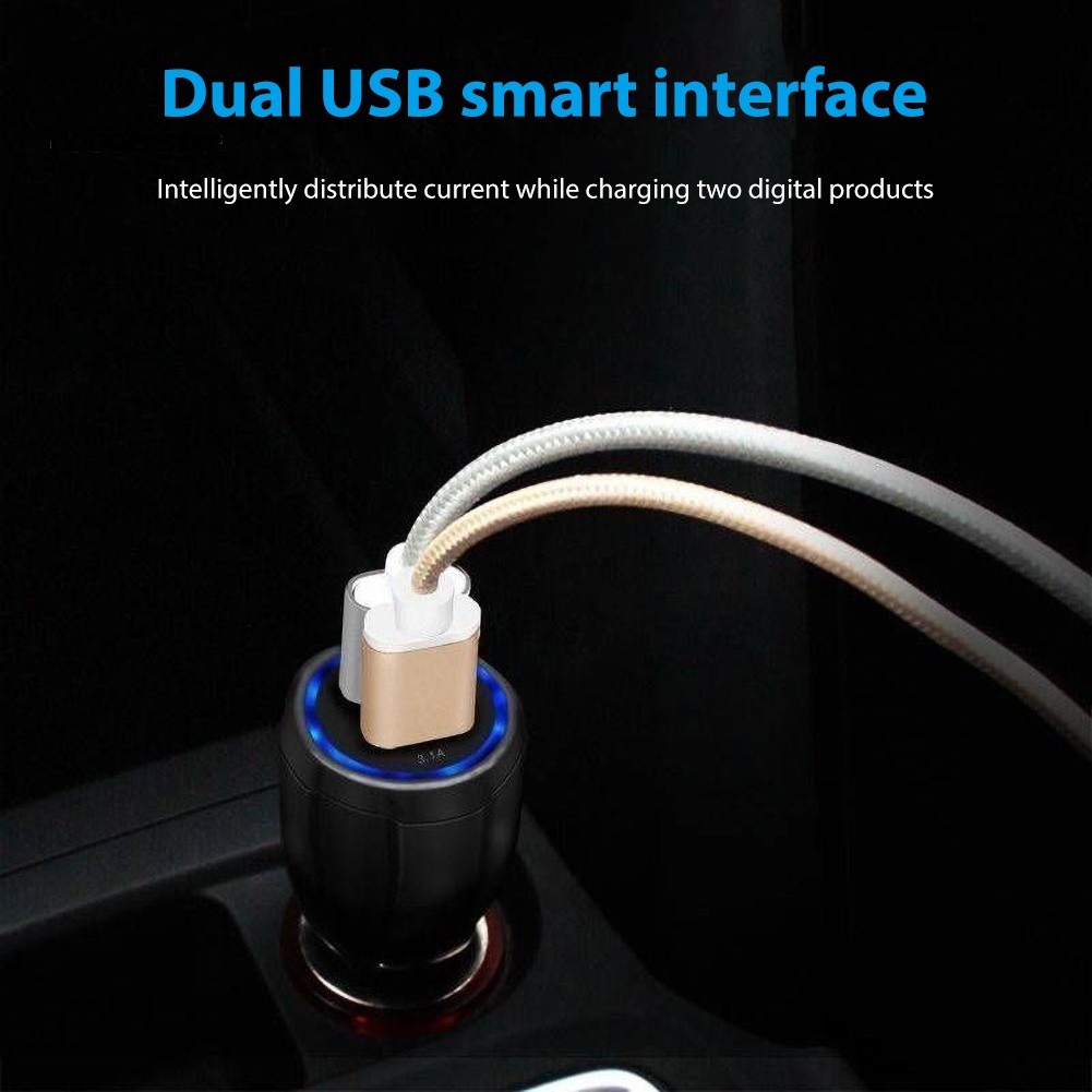 Cốc sạc nhanh gồm hai cổng USB QC3.0 3.1A dành cho ô tô