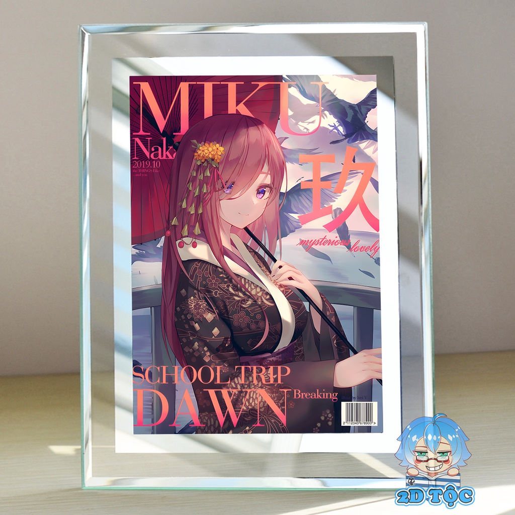 Khung kính Nakano Miku (1) Anime Manga NHÀ CÓ 5 NÀNG DÂU - để bàn by 2D Tộc Shop