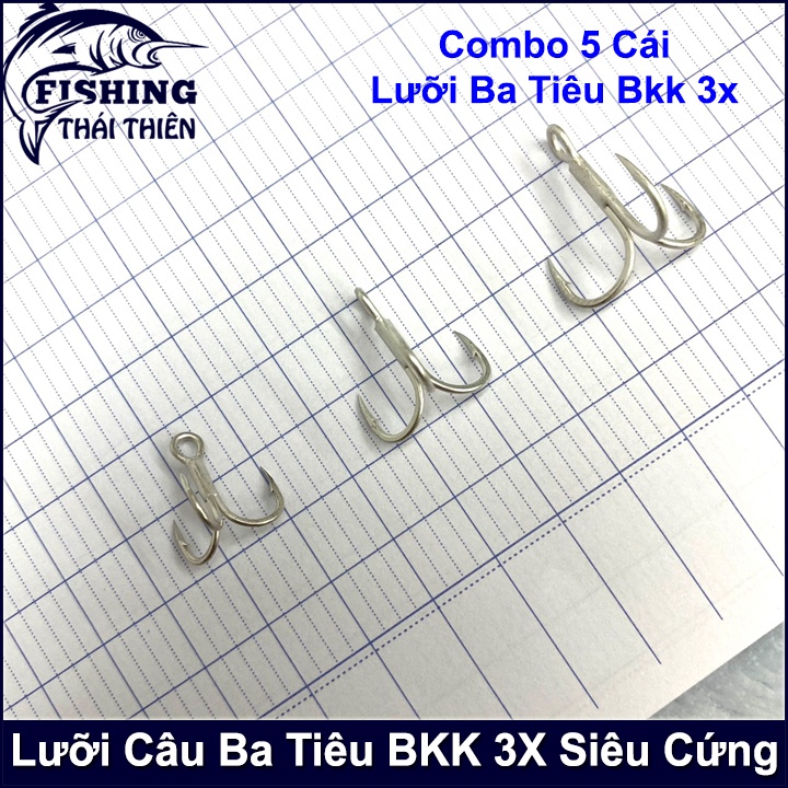 Combo 5 Lưỡi Câu Cá Ba Tiêu Bkk 3X 6063 Thép Trắng Siêu Cứng, Bén Dùng Gắn Mồi Câu Lure, Câu Đơn