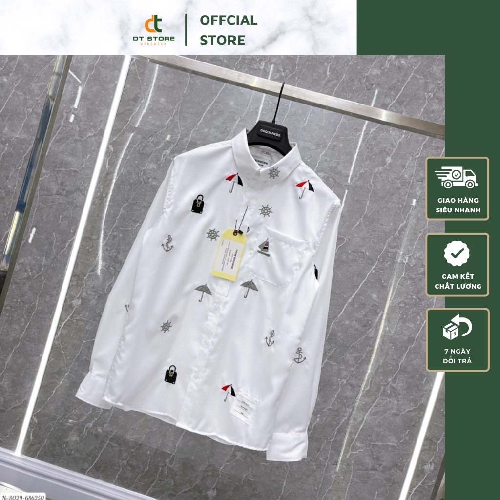 Áo Sơ Mi Trắng Thom Họa Tiết Thêu Cao Cấp Dành Cho Nam - Áo Sơ Mi Trắng Nam Thom Phôí Họa Tiết Sang Trọng DT STORE MENWE