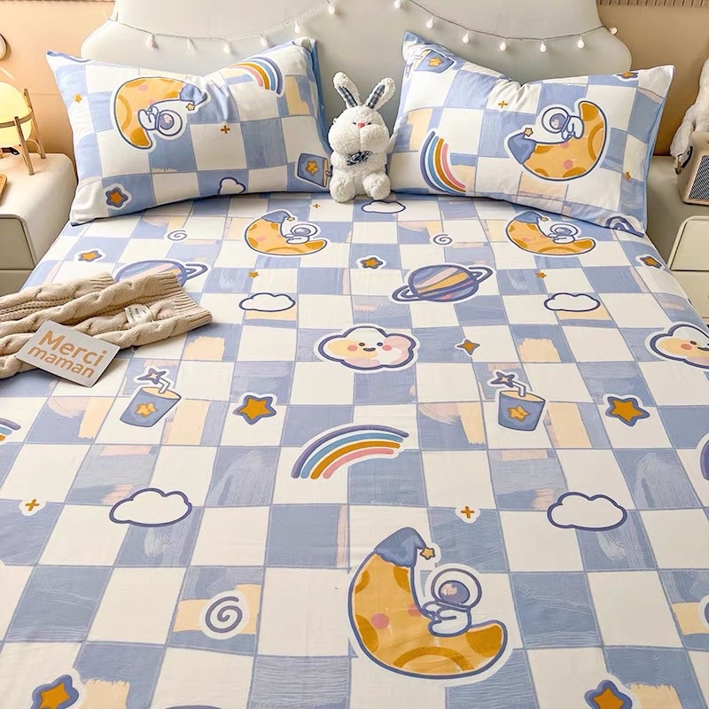 Bộ Ga Gối ❤️ ga gối cotton 100% họa tiết hoa nhí vintage phong cách Hàn Quốc đủ size đệm nhập khẩu chính hãng