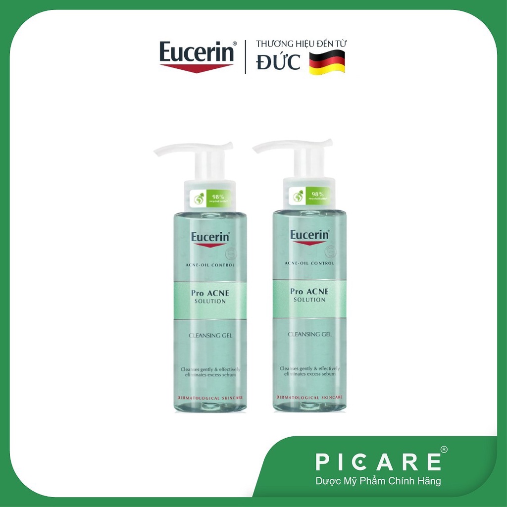Gel rửa mặt dành cho da nhờn mụn Eucerin Pro Acne Cleansing Gel 200ml x 2