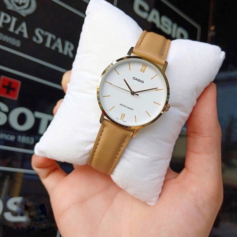 Đồng hồ nữ dây da Casio Anh Khuê LTP-VT01GL-7BUDF