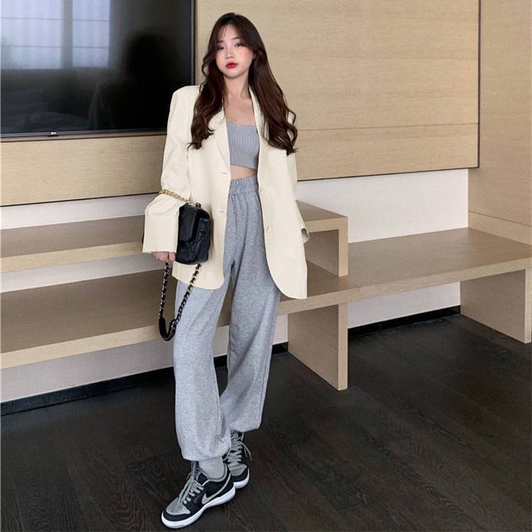 Áo Khoác blazer Màu Đen Dáng Rộng Phong Cách Hàn Quốc Thời Trang Xuân Thu  Cho Nữ