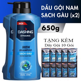 Combo 2 Chai Dầu Gội Cho Nam Giới Dashing (650g*2)+Tặng kèm dây gội 10 gói