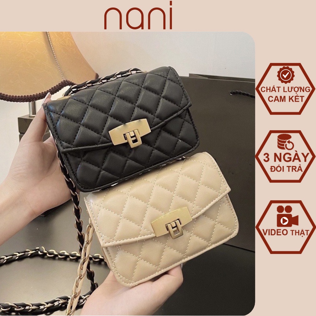 Túi xách nữ mini thêu trám khoá gập vàng đeo chéo đeo vai hàn quốc HT247