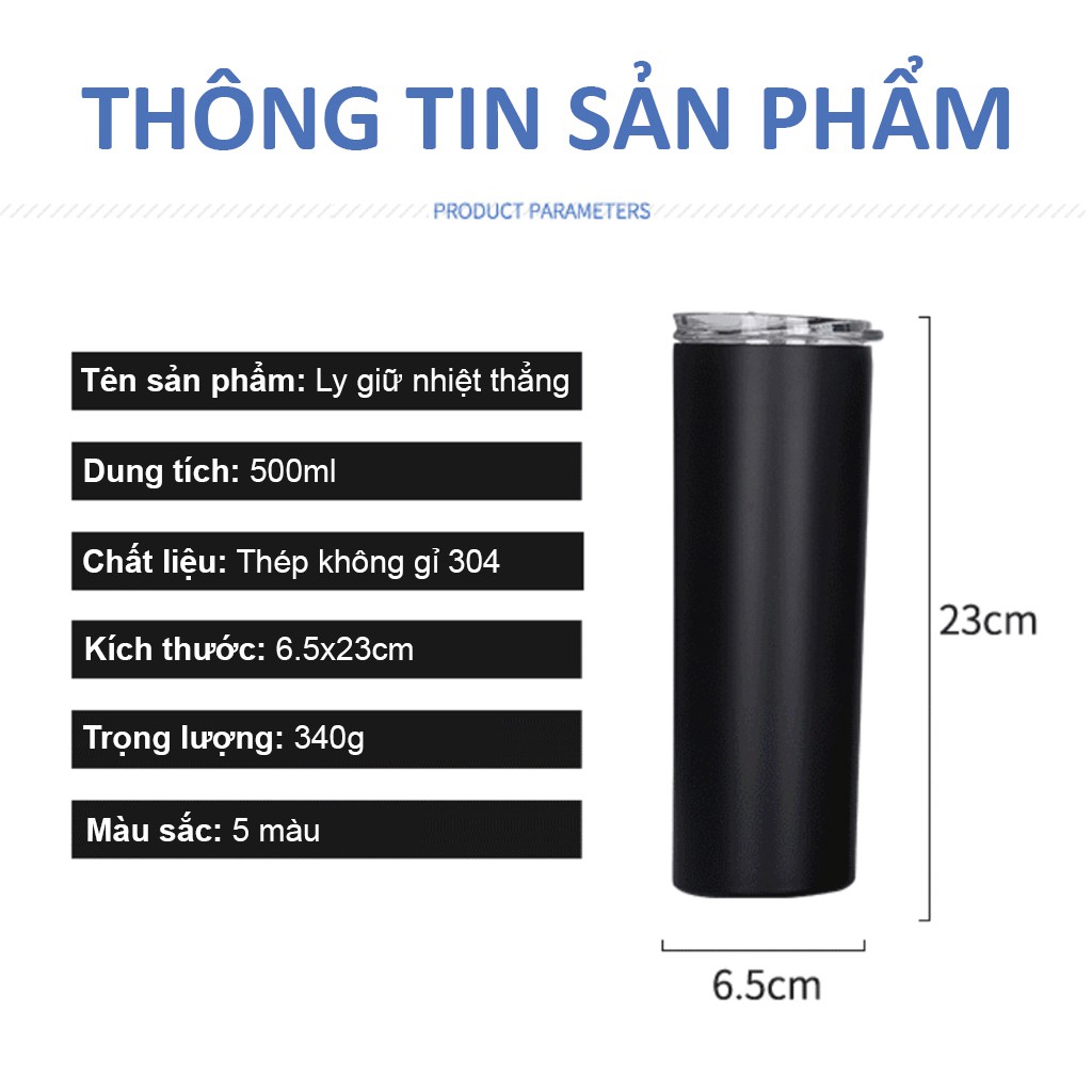 Ly giữ nhiệt có nắp 500ml bằng thép không gỉ 304 cao cấp đựng nước, trà, cà phê 5 màu sắc unisex Harry's Bottle