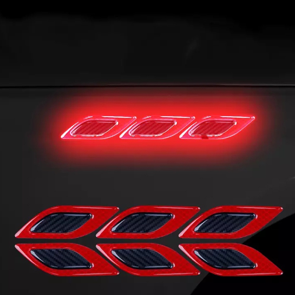 Set 6 Dải Dán Phản Quang 3d Cảnh Báo An Toàn Bằng Sợi Carbon Chống Va Chạm Cho Xe Hơi / Xe Tải