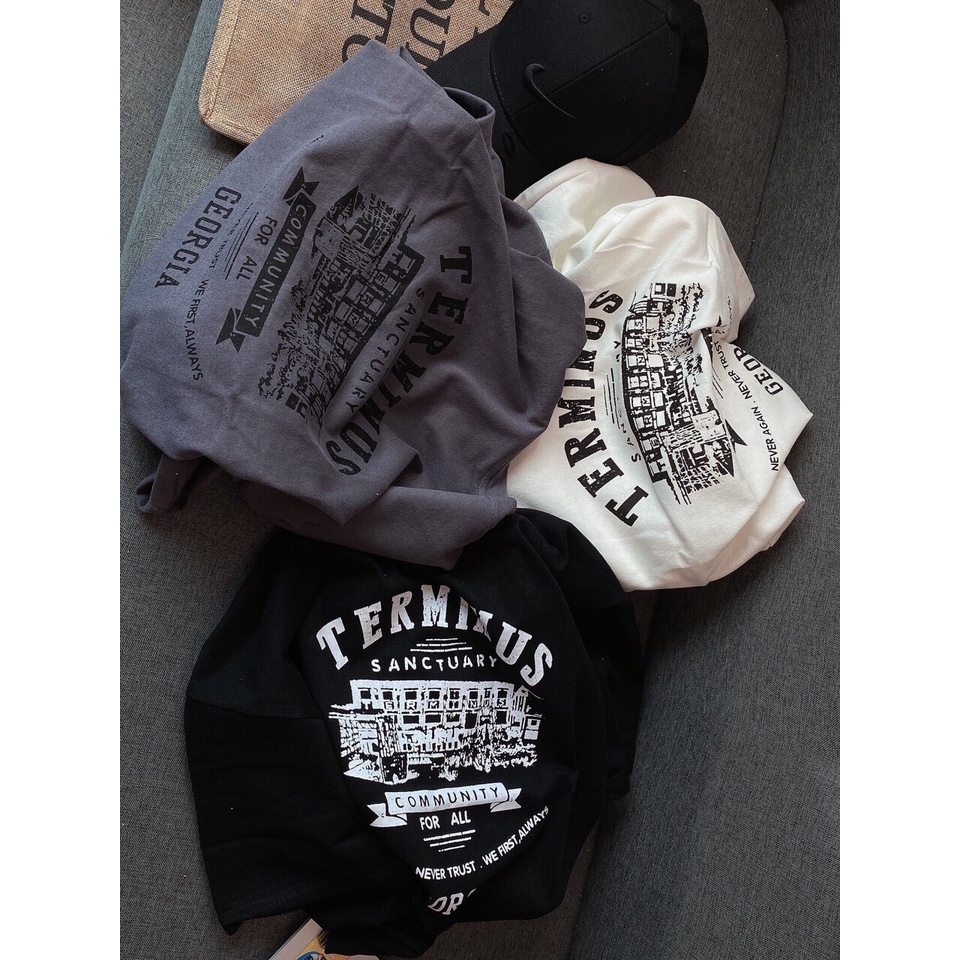 Áo thun tay lỡ form rộng 3158 unisex, áo phông nam nữ cotton oversize Lehatailor - T shirt Terminus