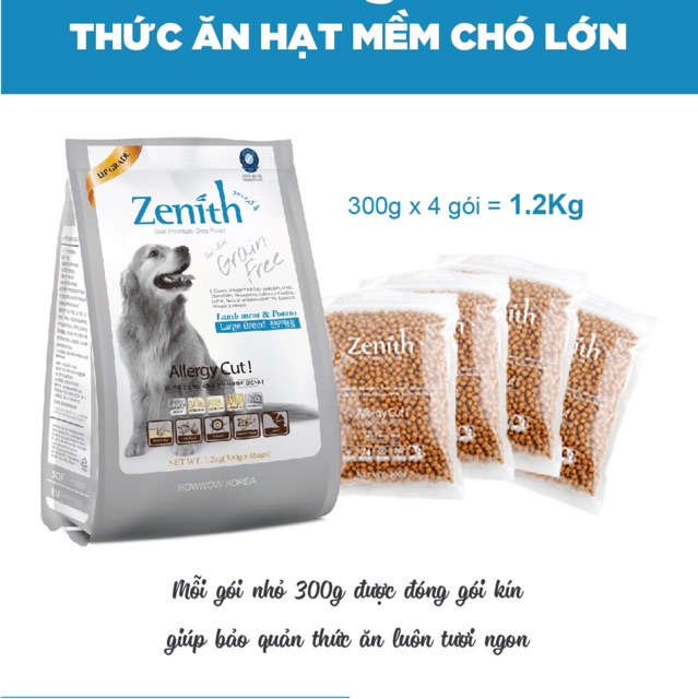 [1.2kg] THỨC ĂN CHO CHÓ - HẠT MỀM ZENITH (Dành cho giống chó lớn với mọi lựa tuổi) - Nhập khẩu Hàn