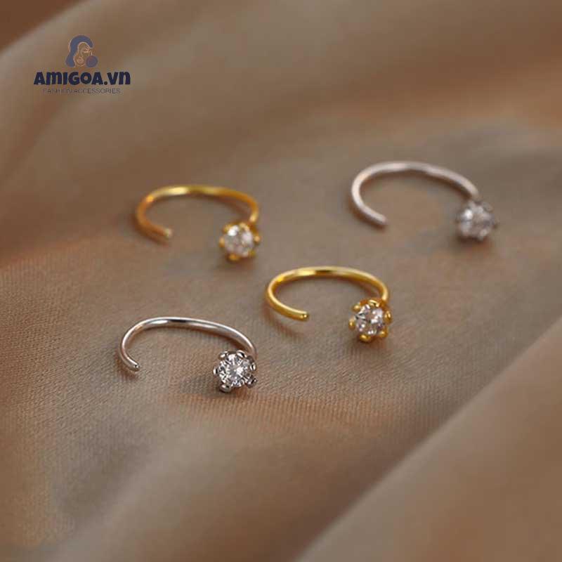 ✨✨Khuyên kẹp vành tai mạ bạc S925 đính đá zircon hình hoa 6/ 8/ 10mm thời trang cho nữ