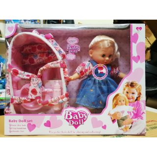 Búp bê baby doll và nôi xinh xắn