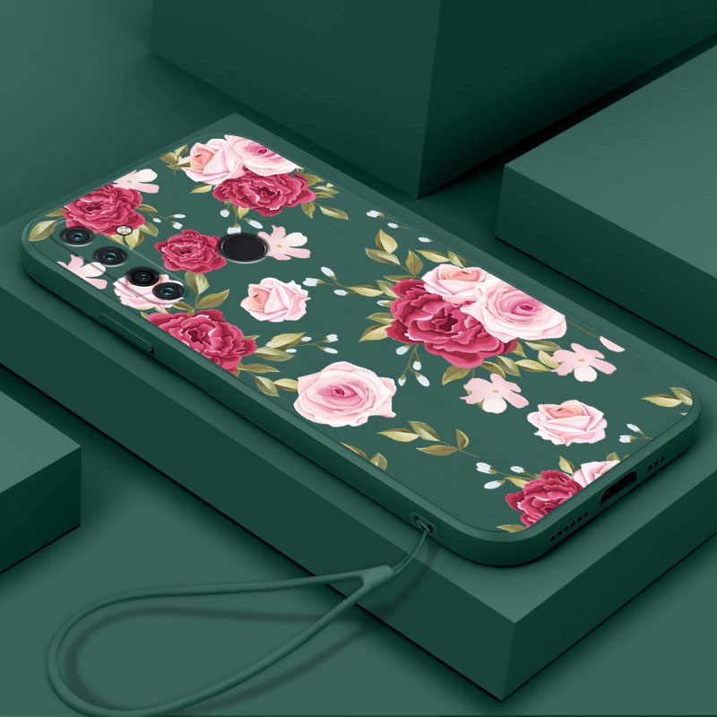 Ốp Điện Thoại TPU Họa Tiết Hoa Xinh Xắn Kèm Dây Đeo Cho Realme 5 5i 5 pro 6 6i 6 pro c3