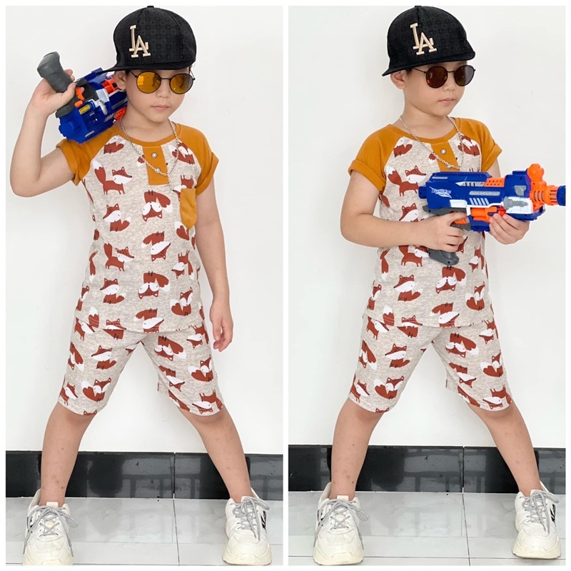 Đồ bộ bé trai - Bộ lửng đùi cotton borip NGHĨA BABY cho bé trai