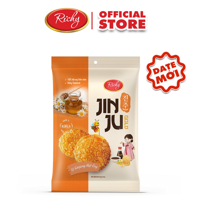 Bánh gạo Richy Jinju Gold hương vị Ganjang mật ong 120g