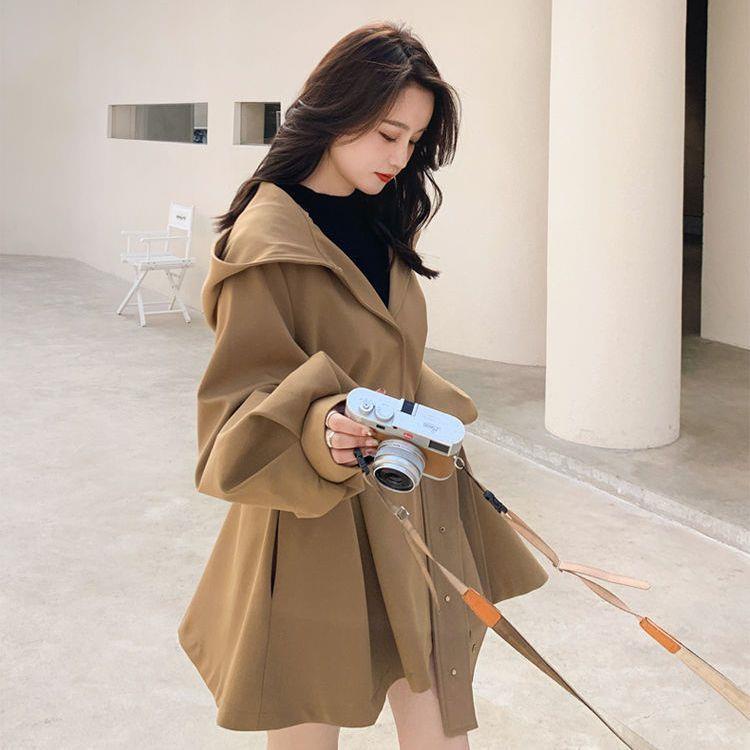 Áo Khoác Gió Ngắn Dáng Rộng Có Mũ Trùm Cỡ Lớn Kiểu Hàn Quốc Thời Trang Mùa Xuân Cho Nữ