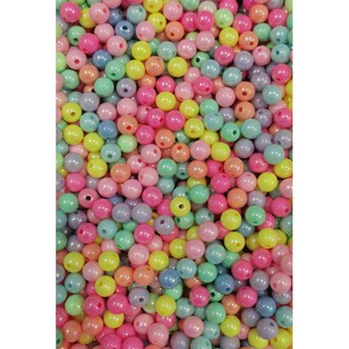 Hạt nhựa tròn 6/8mm màu pastel ánh hologram
