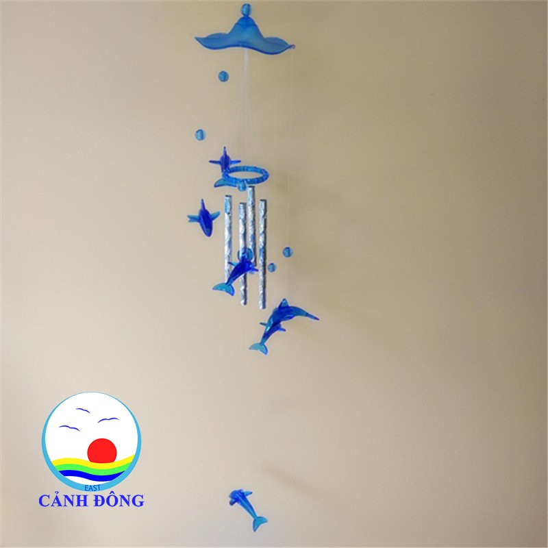 Chuông gió cá heo 4 thanh kim loại đáng yêu