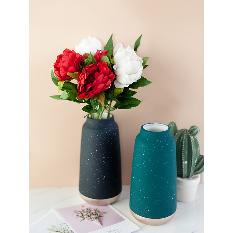 Bình gốm sứ cắm hoa viền vàng - Jassi Decor