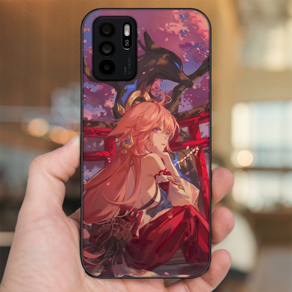 Ốp lưng Oppo Reno 6Z 5G viền đen in hình Yae Miko Genshin Impact