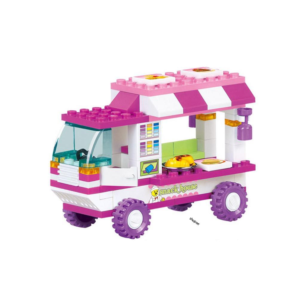 [Lego giá rẻ ]  Xếp hình lego con gái ⚡ Ảnh thật ⚡ Bộ Đồ Chơi Lắp Ráp Lego xe làm bánh snack gồm 102pcs Sluban 0155