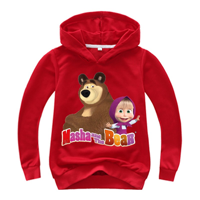 Masha Áo Hoodie In Hình Hoạt Hình Dễ Thương Cho Bé