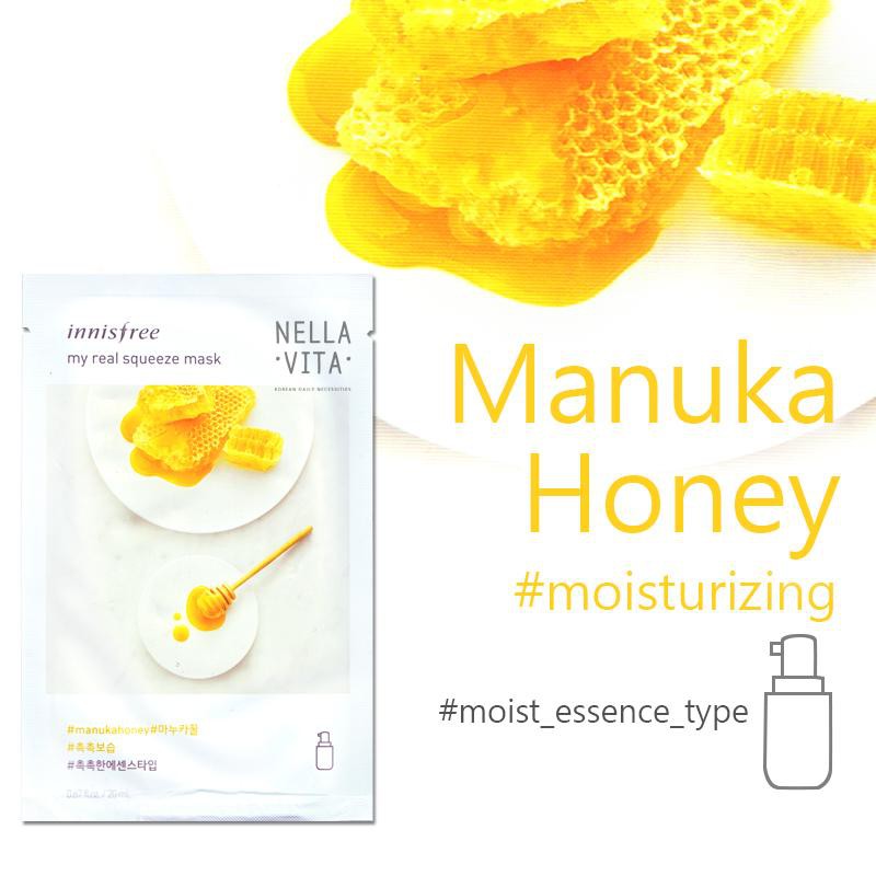 Mặt nạ giấy dưỡng ẩm & phục hồi da từ mật ong Innisfree My Real Squeeze Mask - Honey 20ml