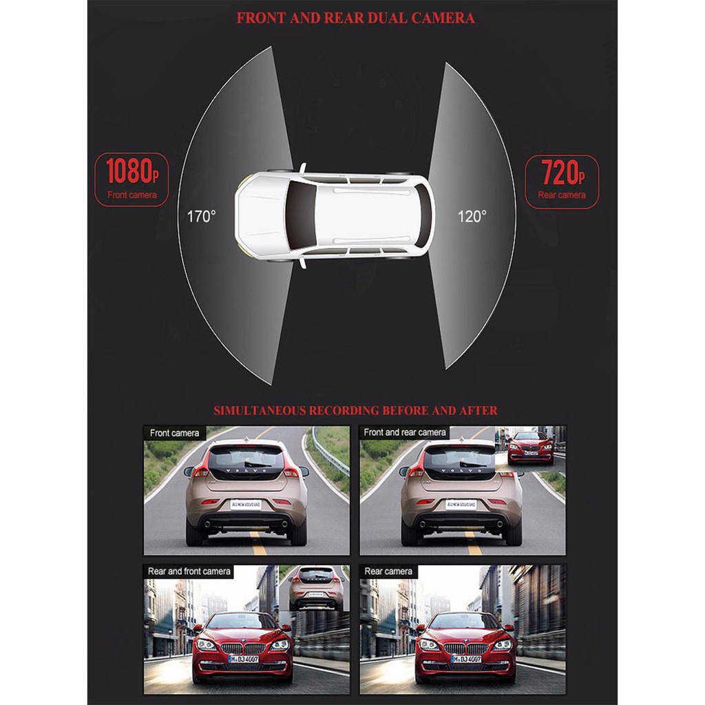 Máy ghi hình độ phân giải 1080P HD màn hình LCD 4.3" dành cho xe hơi | BigBuy360 - bigbuy360.vn