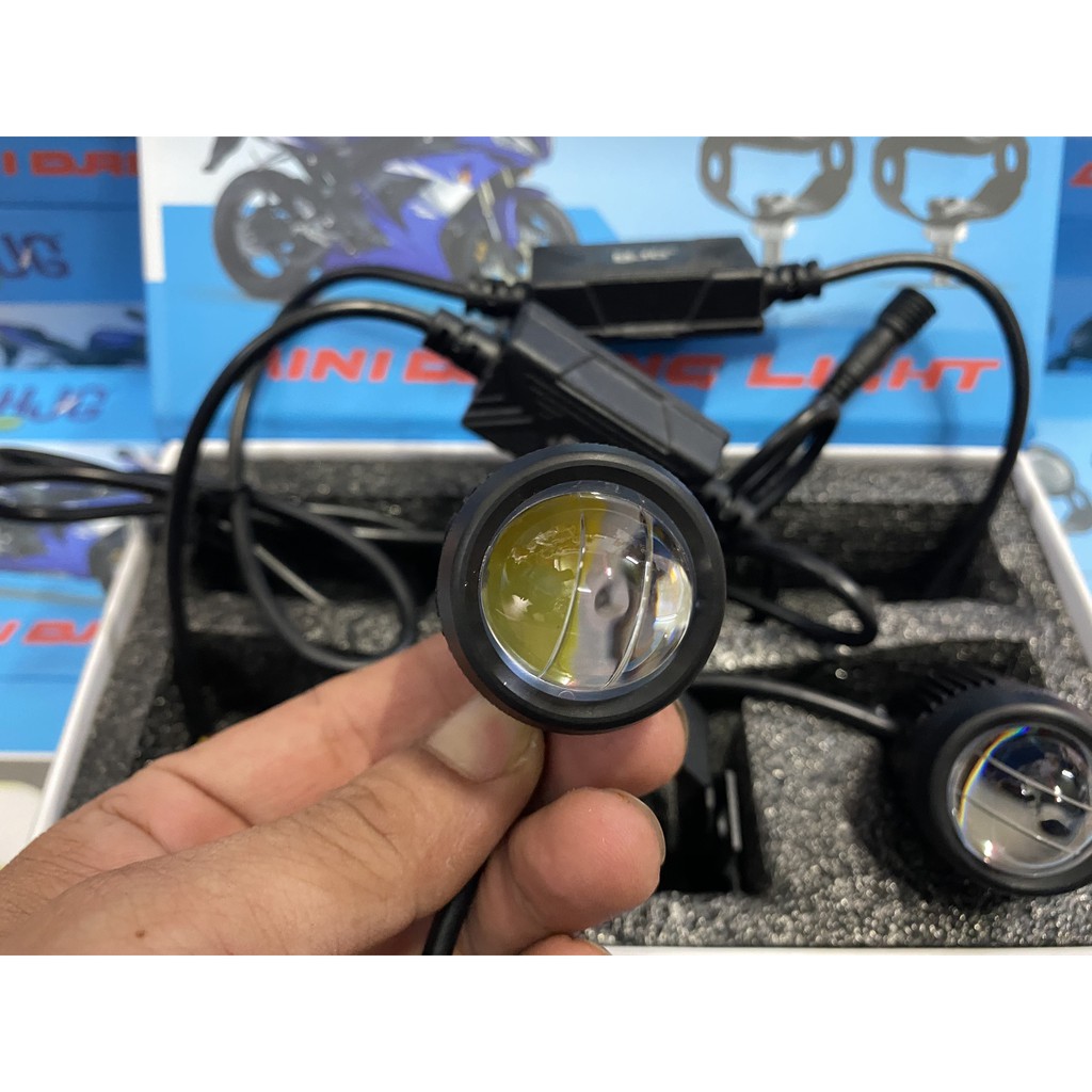 Đèn trợ sáng Mini Cos Vàng pha Trắng.. (tặng kèm công tắc) 1 Cặp Đèn