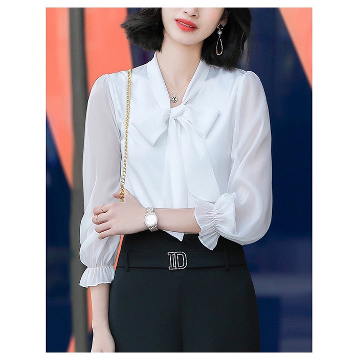 Áo SƠ Mi Công Sở Cổ Phối Nơ Tay Nhúng Ty Fashion TFA305 Phù Hợp Đi làm , Đi chơi Full Size MLXL | BigBuy360 - bigbuy360.vn