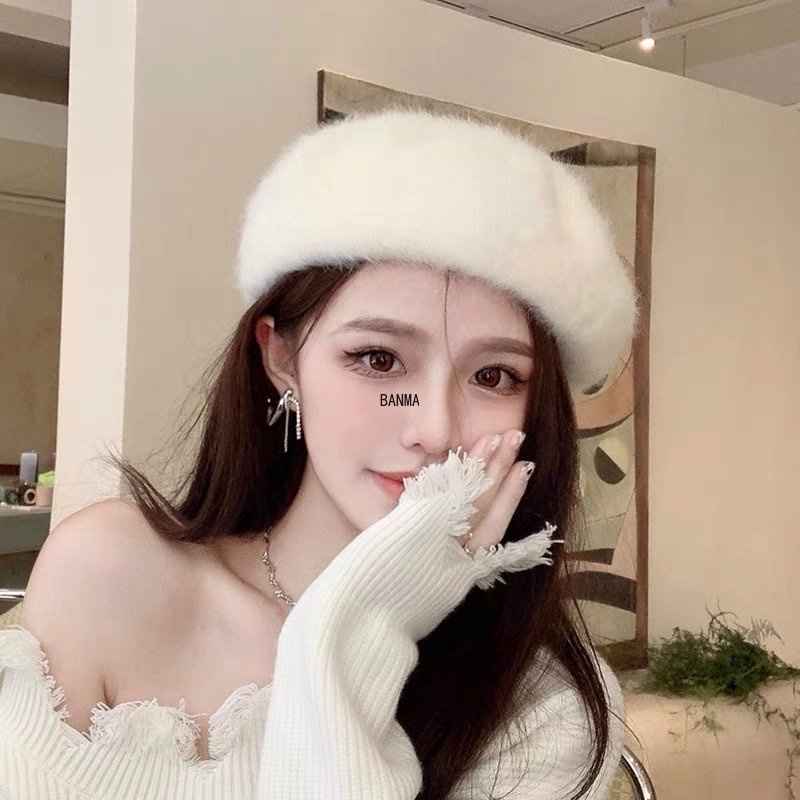 Mũ Beret Vải Lông Dày Giữ Ấm Mùa Thu Và Mùa Đông Kiểu Mới Dành Cho Bạn Nữ