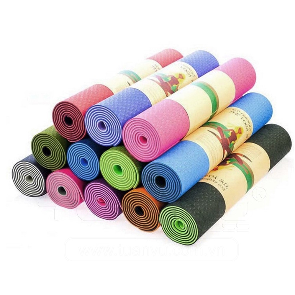 Thảm tập yoga mat gym thể dục TPE cao su chống trơn trượt 2 lớp 6mm, định tuyến dieuphan